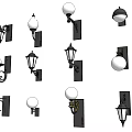 Various Stylish Wall Lamps with Black Bases and White Shades Mounted on White Wall