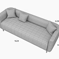 White Three Seater Sofa With Orange Stitching And Plaid Cushions Including Various Colored Accent Pillows