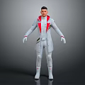 Man Wearing White Coat With Red Accents And Modern Stylish Design Details