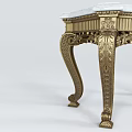Elegant Console Table With Gold Metal Carved Frame And White Marble Top