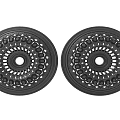 Two Black Circular Light Panels With Hollow Out Design And Decorative Patterns 3d model