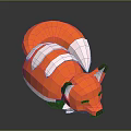 Low Poly Style Orange And White Fox Lying Down 3D Model Design 3d model