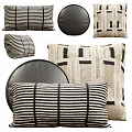 Stylish Modern Throw Pillows With Striped Geometric And Leather Textures For Home 3d model