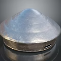 Vintage Silver Domed Decorative Lid With Intricate Carved Patterns And Small Opening