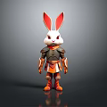 White Rabbit Character In Orange And Brown Armor Standing Pose 3d model
