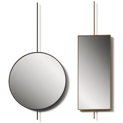 Two Hanging Mirrors With Round And Rectangular Shapes 3d model