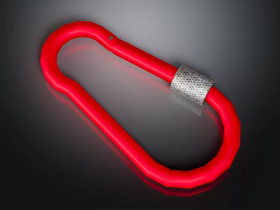 Red Carabiner Featuring Silver Metal Middle Section And Glossy Finish 3d model