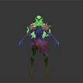 Fantasy Demon Character Red Outfit With Horns And Purple Shoulder Decorations