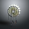 Hanging Decorative Dreamcatcher with Round Design and Illuminated Feathers for Home Decor
