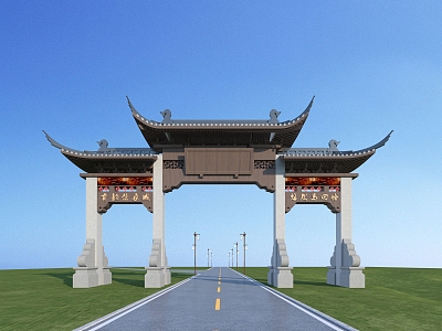 New Chinese Style Archway New Chinese Style Door Head New Chinese Style Archway 3d model