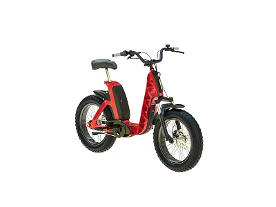 Red Electric Bike With Large Tires Black Seat And Modern Urban Commuting Design 3d model