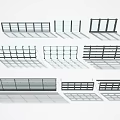 Various Fence and Railing Designs Featuring Different Horizontal Bar Structures 3d model
