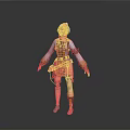 Detailed 3D Character Model With Yellow Brown Outfit Goggles Backpack And Weapon