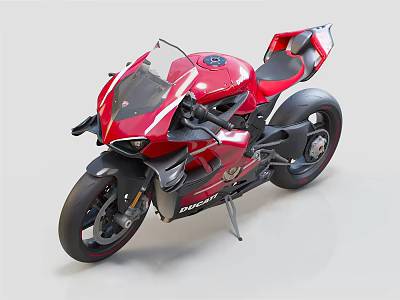 Red Ducati Sport Motorcycle With Sleek Aerodynamic Body And Stylish Modern Design 3d model