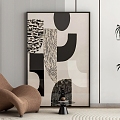 Modern Hanging Painting Living Room Decorative Painting Black and White Simple Living Room Hanging Painting Three-dimensional Abstract Hanging Painting Floor Painting 3d model