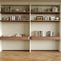 Modern Bookcase With Multiple Shelves Books Decorative Items Sculptures And Wooden Accents