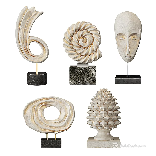 Modern Sculpture Carvings With Various Artistic Shapes And Decorative Bases For Home Decor 3d model 