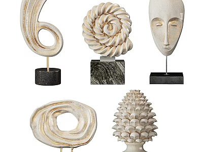 Modern Sculpture Carvings With Various Artistic Shapes And Decorative Bases For Home Decor 3d model