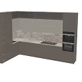 Modern Kitchen Interior Design With Light Gray Cabinets Marble Backsplash Stove Built-in Appliances And Lighting