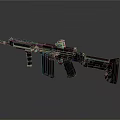 Modern Black Tactical Rifle With Scope Magazine Grip And Accessories