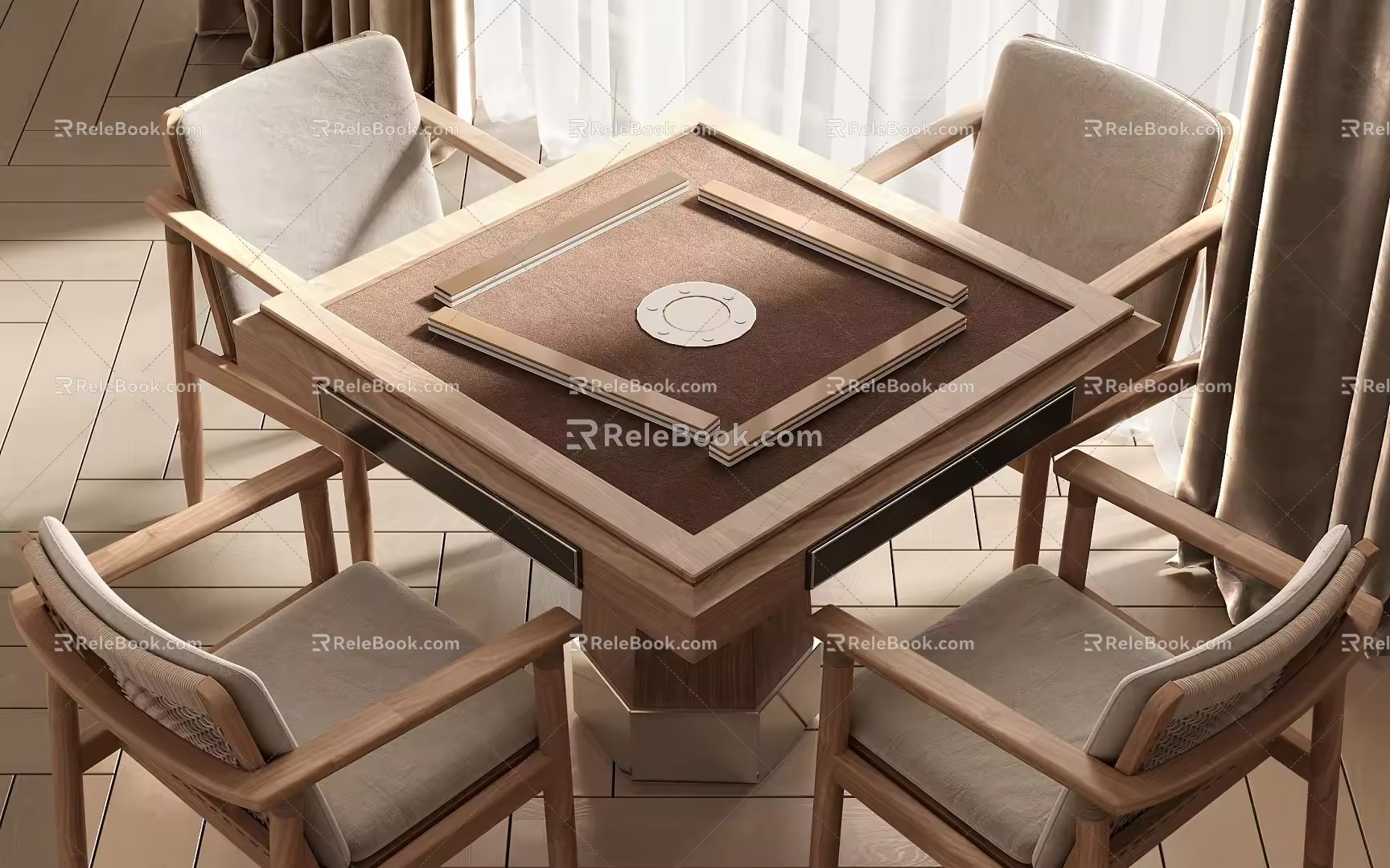 Modern Mahjong Table and Chair Mahjong Table and Chair Combination 3d model