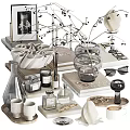 Elegant Decorative Ornament Collection With Vases Books Candles Perfume Bottles And Sculptures
