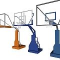Three Orange Blue and Light Blue Basketball Hoops With Sturdy Base Backboard And Adjustable Rim