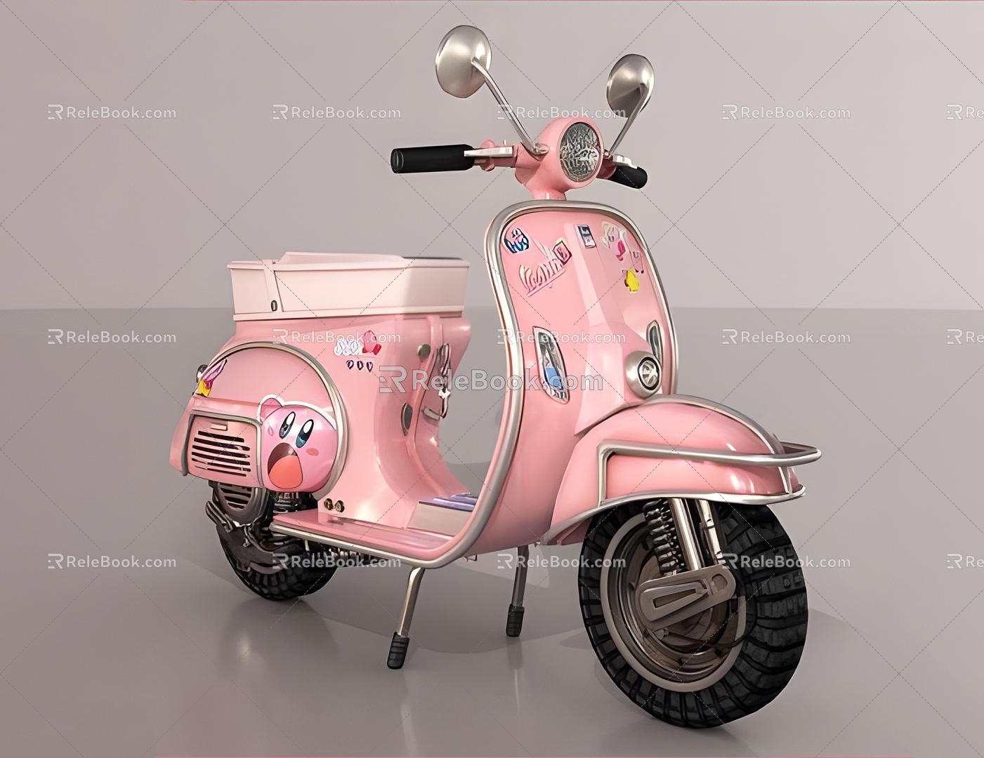 Pink Electric Car Car Electric Car Motorcycle Electric Motorcycle Scooter Pink Cartoon Cute Transportation 3d model