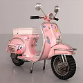 Vintage Pink Scooter With Cute Cartoon Patterns Retro Design And Decorative Details
