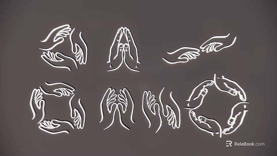 Unique Hand Doodle Wall Hanging Decor With Various Poses Art Pieces 3d model 