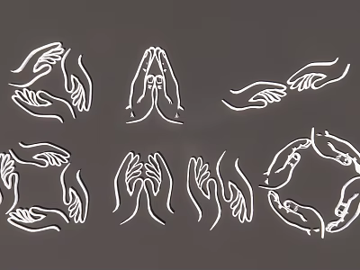 Unique Hand Doodle Wall Hanging Decor With Various Poses Art Pieces 3d model