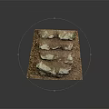 Natural Wood Stone Ground Paving With Irregular Stones And Green Moss