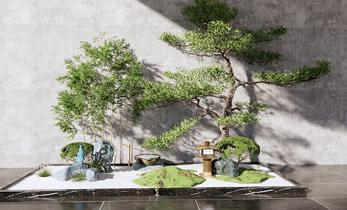 New Chinese style landscape sketch courtyard landscape 3d model