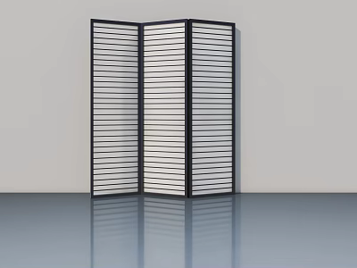 Modern Folding Room Divider Door With Black Frame And White Slats Panels 3d model