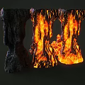 Volcanic Rock Formations With Flowing Lava In Red Orange Colors And Various Sizes