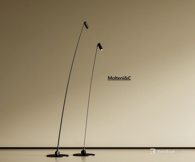 Molteni&C Modern Floor Lamp with Arched Structure and Sleek Lighting Design 3d model