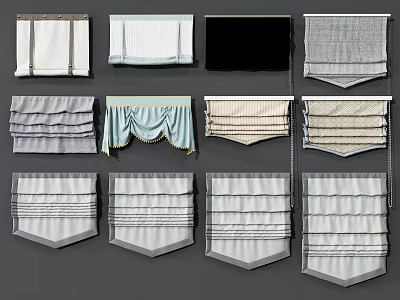 Roman Blinds With Various Styles Colors and Designs for Home Windows 3d model