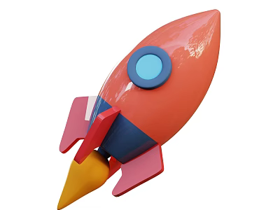 Fun Colorful Rocket Shaped Decorative Ornament Set For Home Decor 3d model