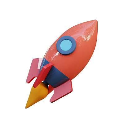 Fun Colorful Rocket Shaped Decorative Ornament Set For Home Decor 3d model
