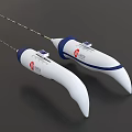 White And Blue Medical Probes With Long Slender Design And Red Logos