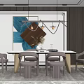 Modern Dining Table and Chair Combination 3d model