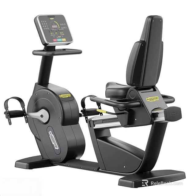 Recumbent Exercise Bike Equipped With Digital Display Screen Ergonomic Seat And Adjustable Armrests 3d model 