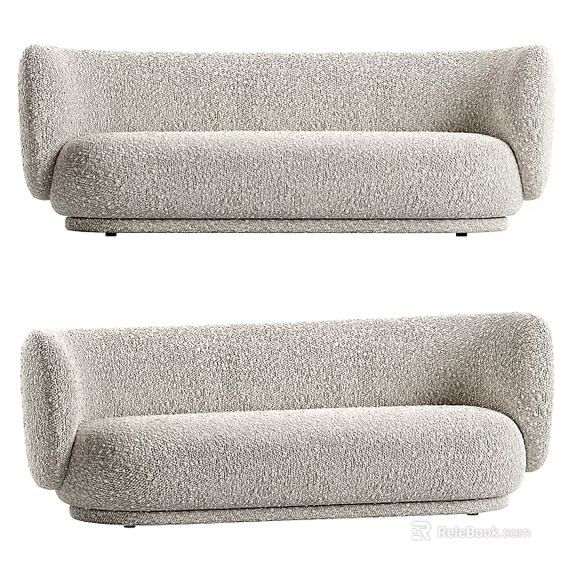 Light gray plush sofa with modern design comfortable seating and rounded arms 3d model