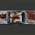 Vintage Rusted Car With Open Hood And Worn Blue Red Paint