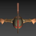 Cartoon Soldier Character In Military Uniform With Helmet Backpack And Red Accent Rifle