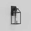 Modern Black Frame Wall Light With Clear Glass And Illuminated Bulb