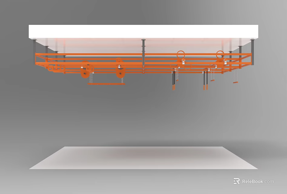 Orange Suspension Fitness Training Equipment With Metal Frame And Hanging Points 3d model 