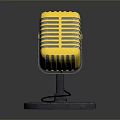 Golden Vintage Microphone With Sturdy Black Base For Everyday Household Use