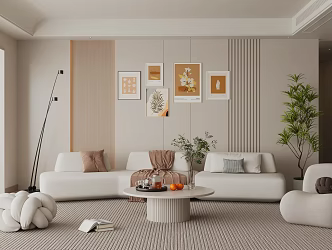 Cream wind living room 3d model
