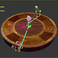 Exquisite Decorative Ornament Set With Circular Wooden Striped Base And Metal Decorations